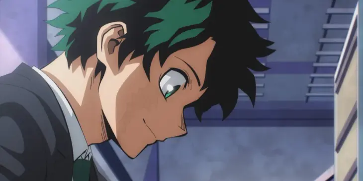 Deku em cena do último episódio de My Hero Academia