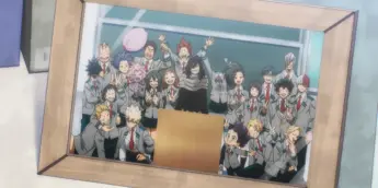 Retrato da Classe 1-A no último episódio de My Hero Academia