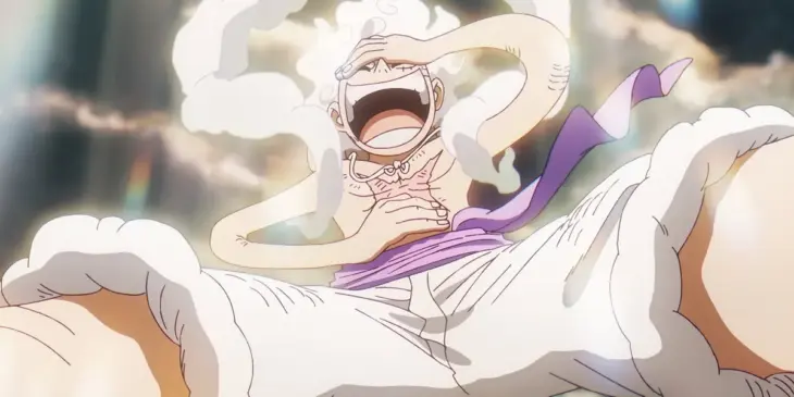Luffy na forma Gear 5 em cena do Episódio 1.153 de One Piece