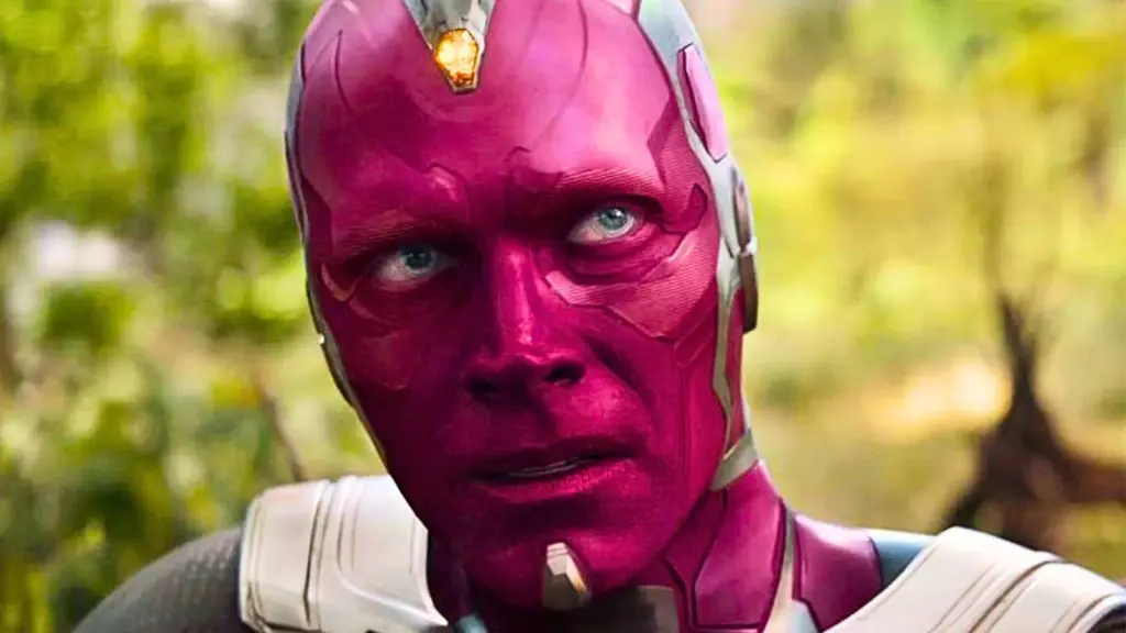 Paul Bettany caracterizado como Visão na Marvel Studios
