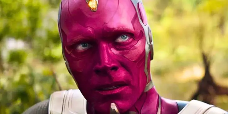 Paul Bettany caracterizado como Visão na Marvel Studios