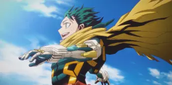 Deku em cena do último episódio de My Hero Academia