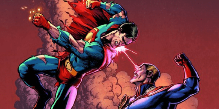 Superman e Capitão Pátria se enfrentam em arte oficial de crossover da DC com The Boys