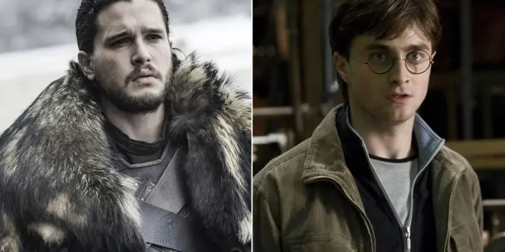 Kit Harington em Game of Thrones e Daniel Radcliffe em Harry Potter