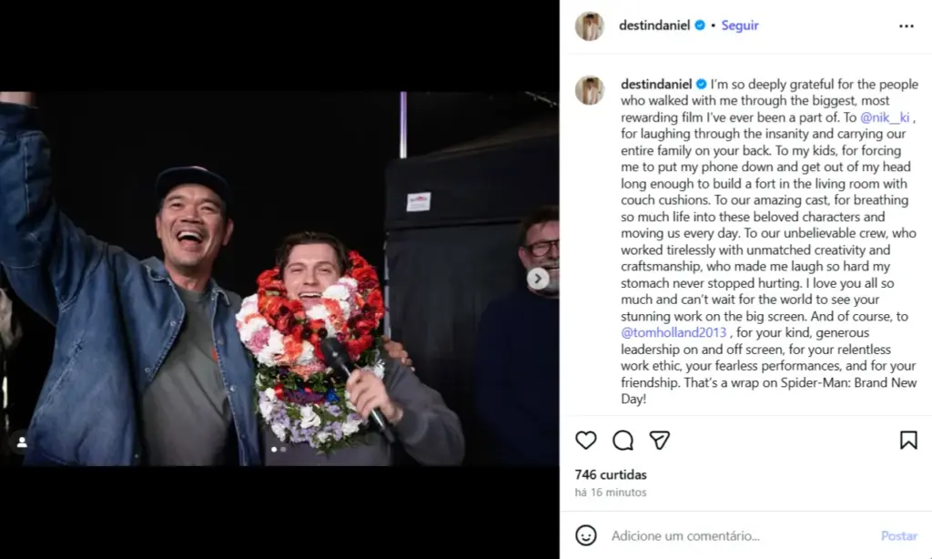 Postagem de Destin Daniel Cretton no Instagram