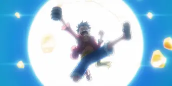 Luffy celebrando em cena do Episódio 1.155 de One Piece