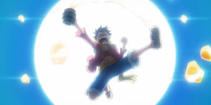 Luffy celebrando em cena do Episódio 1.155 de One Piece