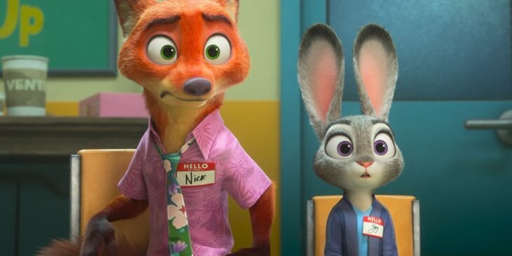Judy e Nick espantados em Zootopia 2