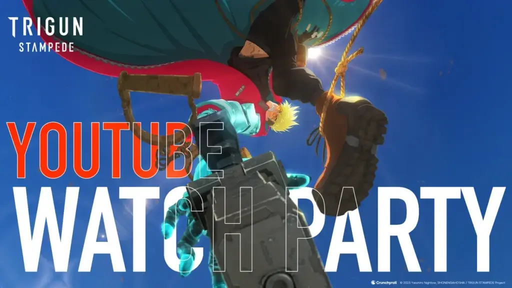 Anúncio da watch party de TRIGUN STAMPEDE no YouTube