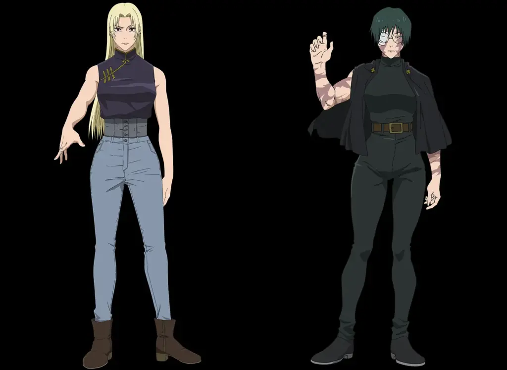 Designs de personagens de Yuki e Maki na 3ª temporada de Jujutsu Kaisen