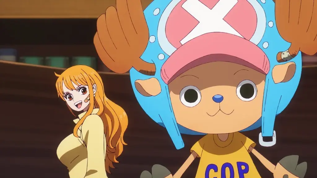 Nami e Chopper em cena do Episódio 1.155 de One Piece