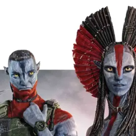 Quaritch e Varang em Avatar: Fogo e Cinzas