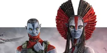 Quaritch e Varang em Avatar: Fogo e Cinzas