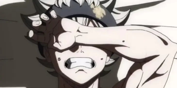 Asta chorando em cena de Black Clover