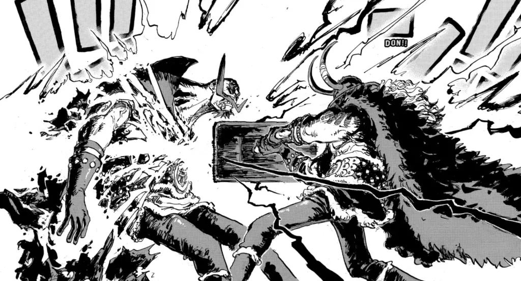 Loki golpeando Harald no Capítulo 1.170 de One Piece