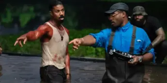 Ryan Coogler e Michael B. Jordan no set de Pecadores
