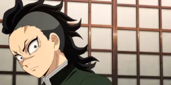 Genya Shinazugawa em cena de Demon Slayer: Kimetsu no Yaiba