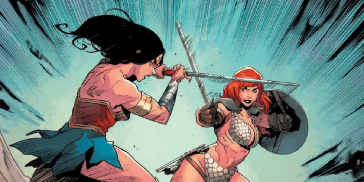 DC revela prévia de luta entre Mulher-Maravilha e Red Sonja