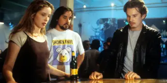 Richard Linklater, Ethan Hawke e Julie Delpy no set de Antes do Amanhecer