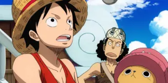 Luffy, Usopp e Chopper em One Piece: Episódio de Skypiea