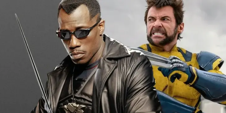Wesley Snipes como Blade e Hugh Jackman como Wolverine