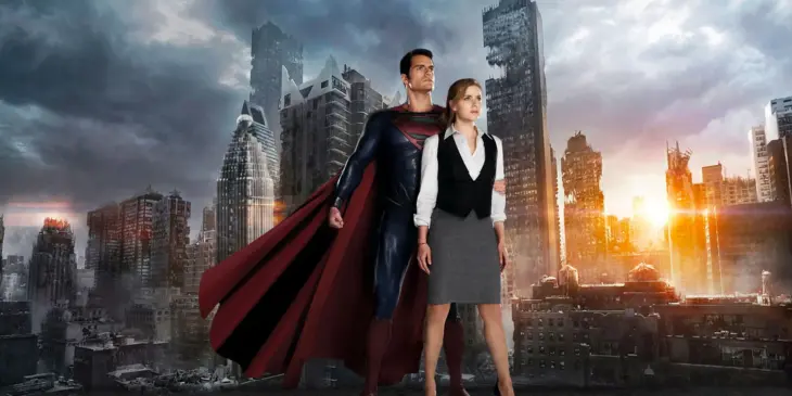 Henry Cavill e Amy Adams em O Homem de Aço