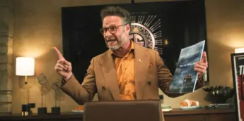 Seth Rogen atuando em O Estúdio