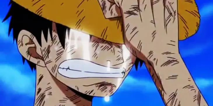 Luffy chorando em cena de One Piece