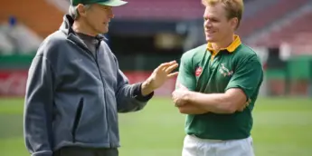 Clint Eastwood e Matt Damon no set de Invictus