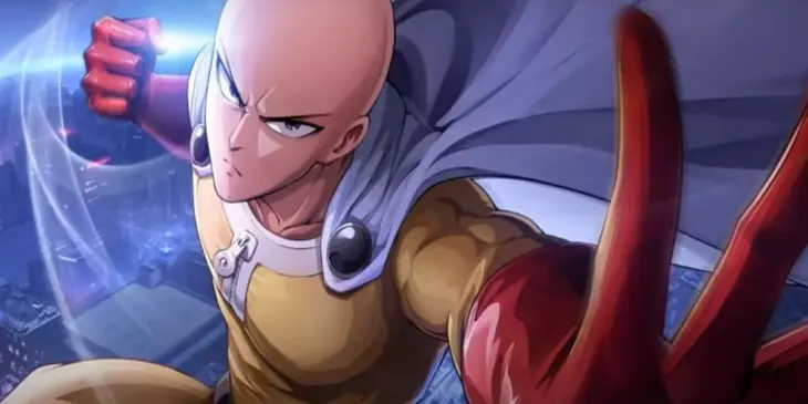 Saitama em arte promocional de One-Punch Man: World