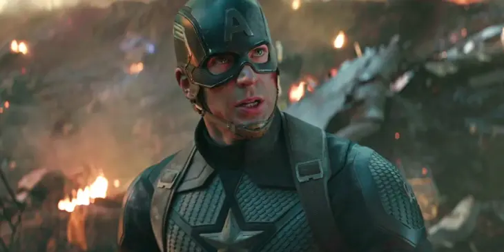 Chris Evans como Capitão América em Vingadores: Ultimato