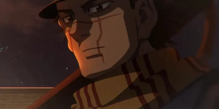 Sugimoto em cena da abertura da temporada final de Golden Kamuy