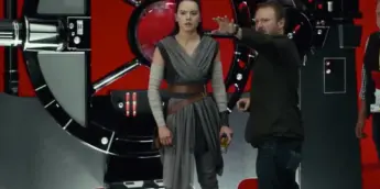Rian Johnson no set de Star Wars: Os Últimos Jedi