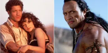 Brendan Fraser, Rachel Weisz e Dwayne Johnson na franquia A Múmia