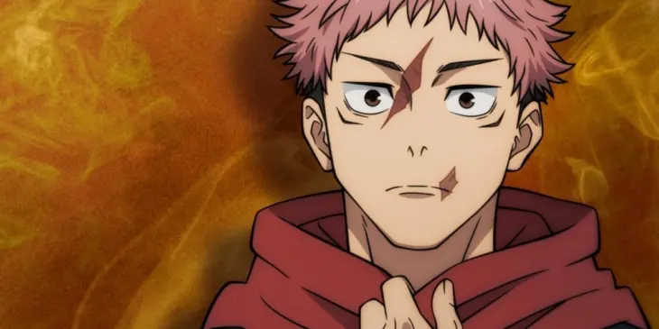 Yuji Itadori em cartaz individual de personagem da 3ª temporada de Jujutsu Kaisen
