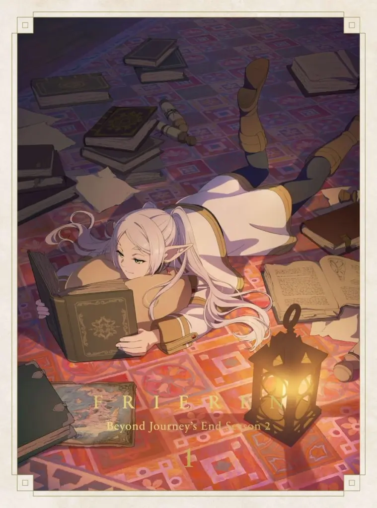 Capa do Volume 1 do Blu-ray da 2ª temporada de Frieren e a Jornada Para o Além