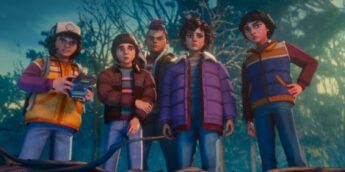 Protagonistas de Stranger Things em Histórias de 85