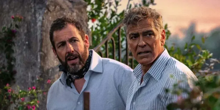 Adam Sandler e George Clooney em Jay Kelly