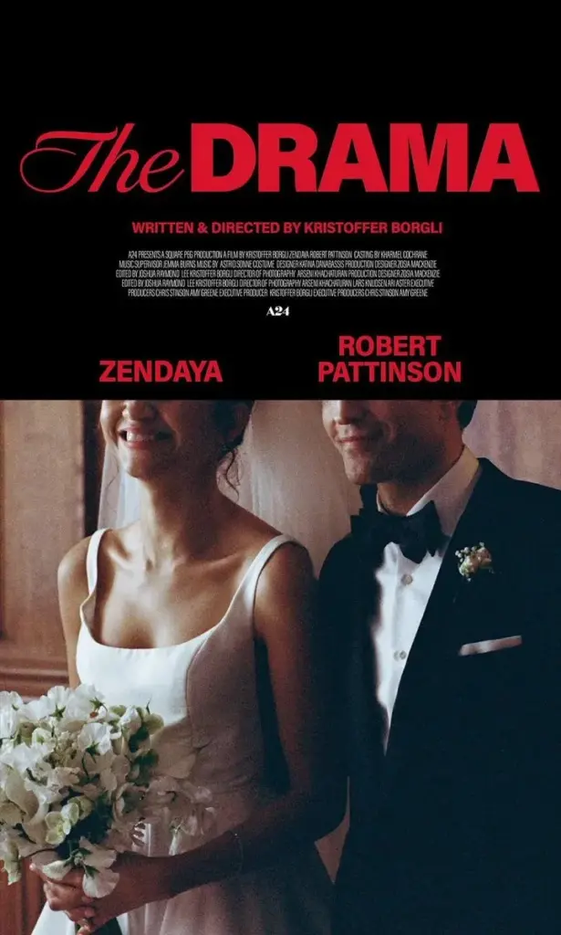 Pôster inédito de O Drama, com Zendaya e Robert Pattinson
