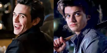 James Franco como Harry Osborn e Joe Keery em Stranger Things