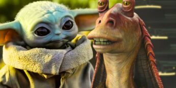 Grogu e Jar Jar Binks em Star Wars