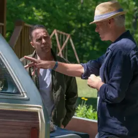 Sam Rockwell e Martin McDonagh em Sete Anúncios Para um Crime