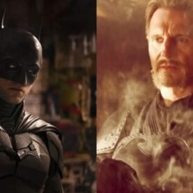 Robert Pattinson como Batman e Liam Neeson como Ra's Al Ghul