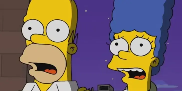 Homer e Marge surpresos em Os Simpsons