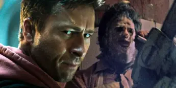 Glen Powell e Leatherface de O Massacre da Serra Elétrica