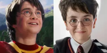 Daniel Radcliffe e Dominic McLaughlin como Harry Potter