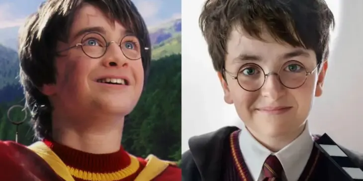 Daniel Radcliffe e Dominic McLaughlin como Harry Potter