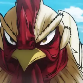 Cena da adaptação em anime de Rooster Fighter