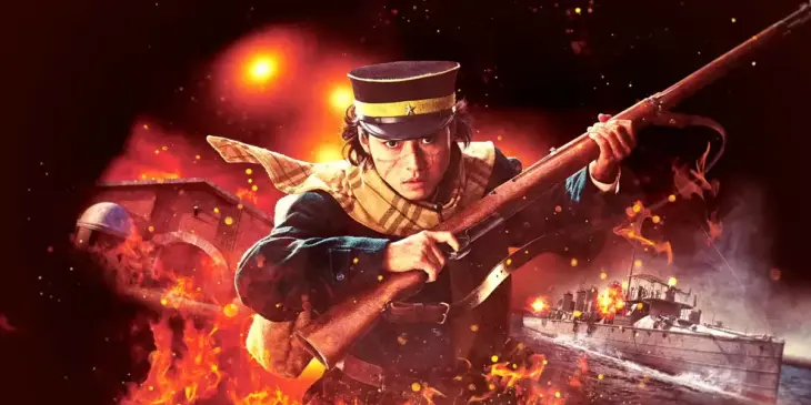 Saichi Sugimoto (Kento Yamazaki) em arte promocional do segundo filme live-action de Golden Kamuy
