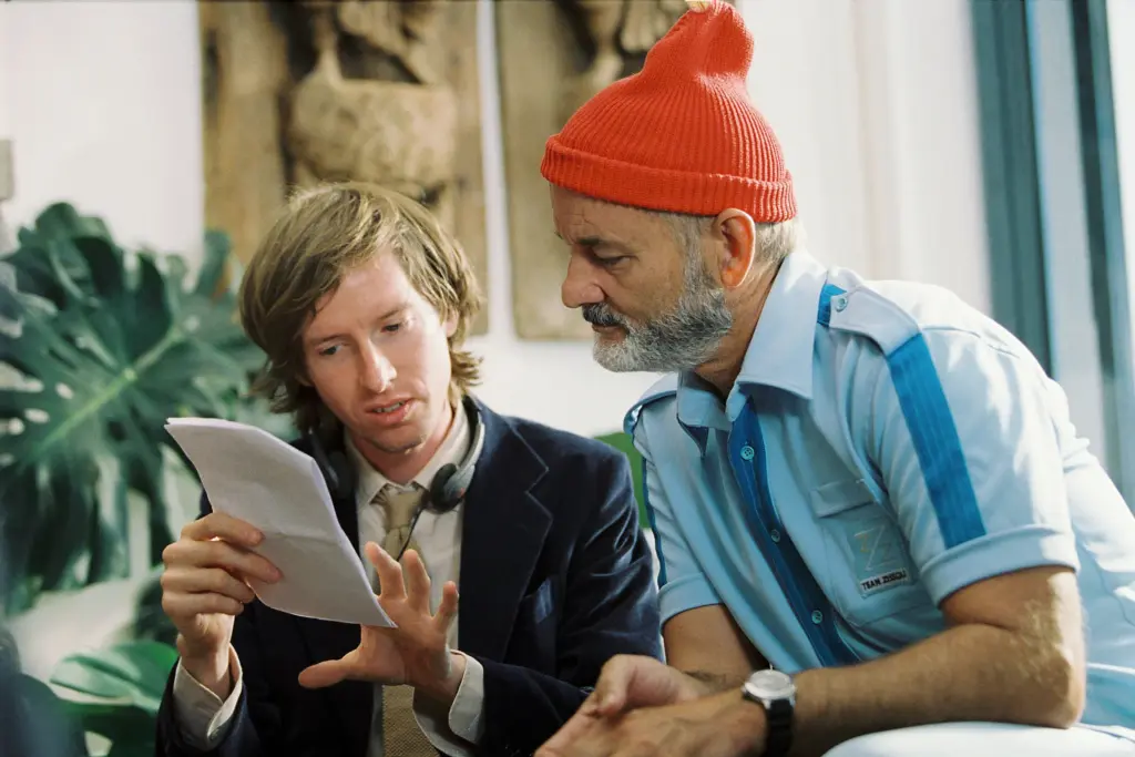 Wes Anderson no set de um de seus filmes